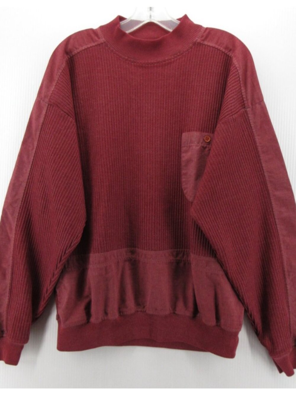 VINTAGE Huk A Poo Sweater Large Pullover Ribbed Knit 80s Retro Pocket